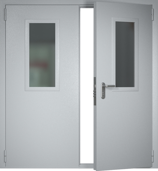 Двупольная противопожарная дверь Ei-60 со стеклами
